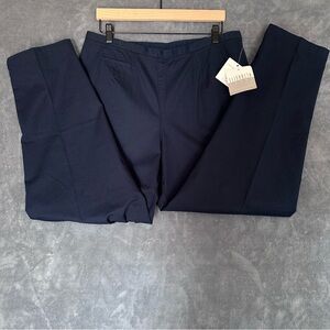 Navy Blue Cotton Stretch Straight Leg Pants Slacks Trousers Side Zip size 20